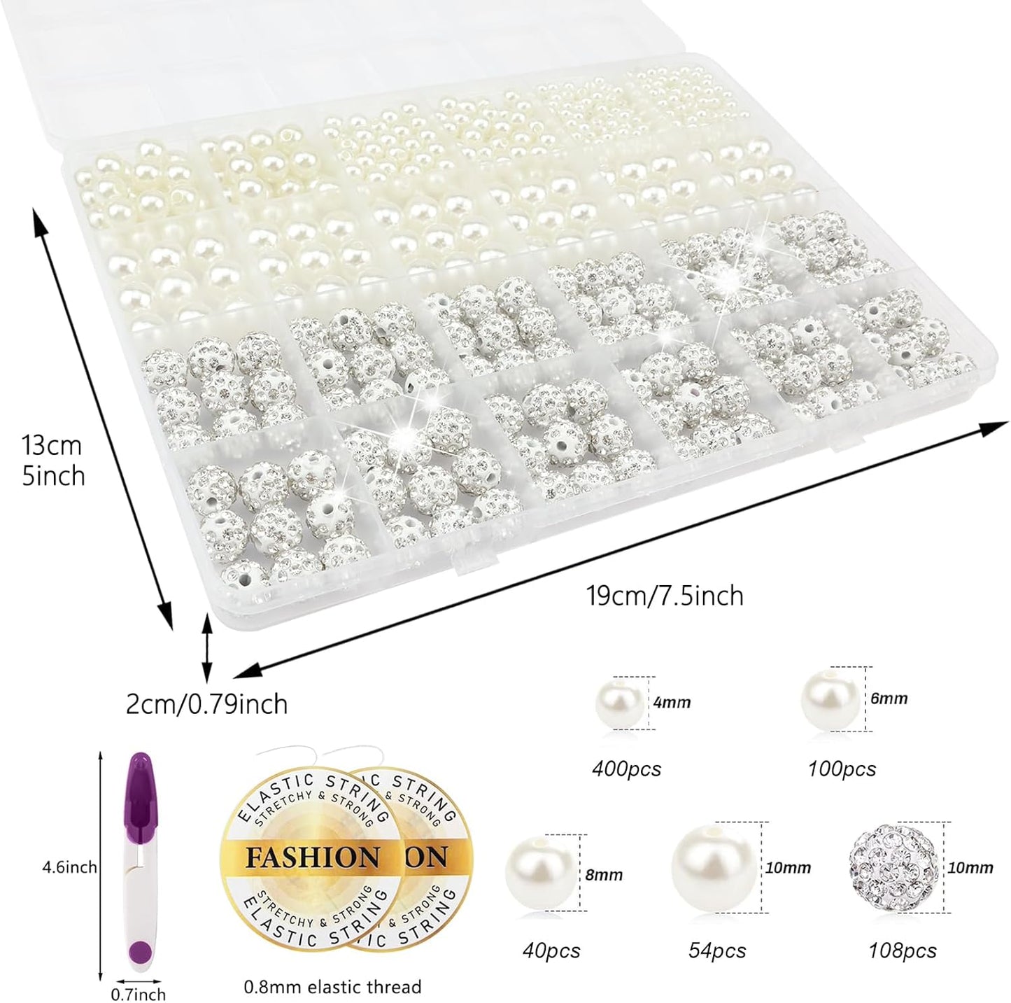Hpebl 2136PCS Beads for Bracelets Pearl Bracelet Making Kit Friendship Bracelet Kits Bracelet Bead Kits Small Pearl Bead and Gold Beads Beading Kit for Bracelets Jewelry Making Kit