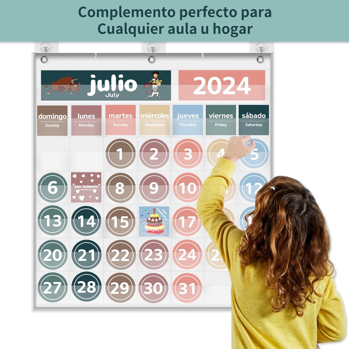 Circle Time Learning Center Pocket Chart for Classroom, Dry Erase Alphabet & Number Flash Cards, Write ABC Letter Tracing Writing Practice Games for Kids, Learning Weather Counting Color Shape