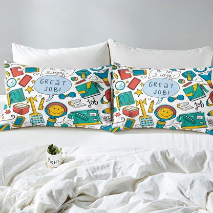 Erosebridal Chemistry Bedding Set Chemical Equation Comforter Cover for Kids Boys,Science Students Duvet Cover Test Tube Microscope Chemical Equipment Bed Set Full,Science Educational Dorm Room Decor