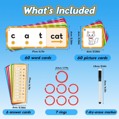 Kasfalci Blends & Digraphs Cards,Phonics Games,Speech Therapy Toys for Toddlers Kids,Learn to Read,Spelling Reading Learning Sight Word Games,kindergarten Preschool Learning Activities,Educational Toy