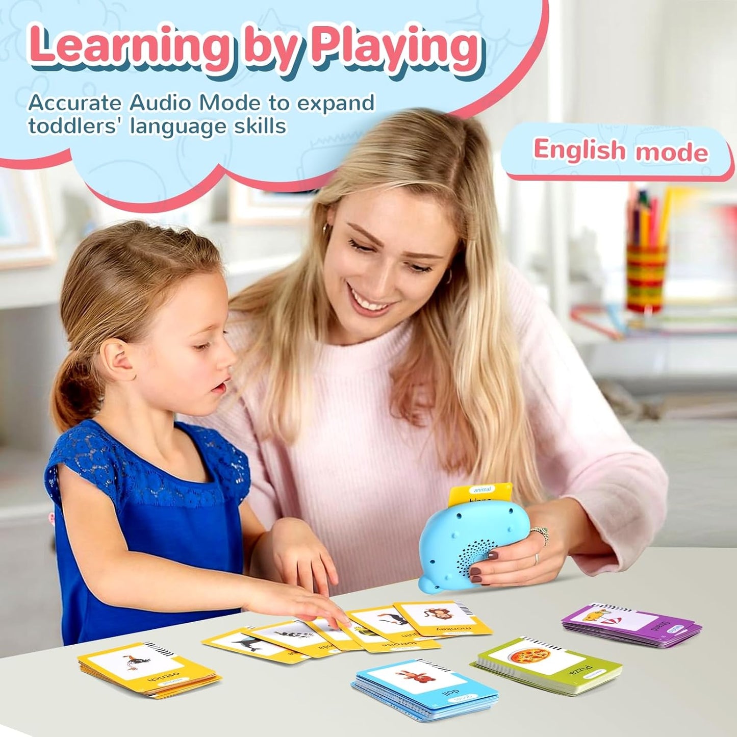 Spanish & English Talking Flash Cards for Toddler, Bilingual Flash Cards Learning Montessori Toys with 224 Sight Words, Speech Therapy Toys for Children Sensory Preschool Education