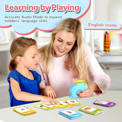 Spanish & English Talking Flash Cards for Toddler, Bilingual Flash Cards Learning Montessori Toys with 224 Sight Words, Speech Therapy Toys for Children Sensory Preschool Education