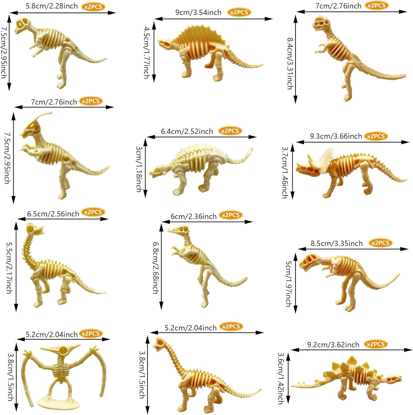 35PCS Dinosaur Fossil Skeleton Dinosaur Skeleton Toys Dino Sand Dig Party Favor Decorations