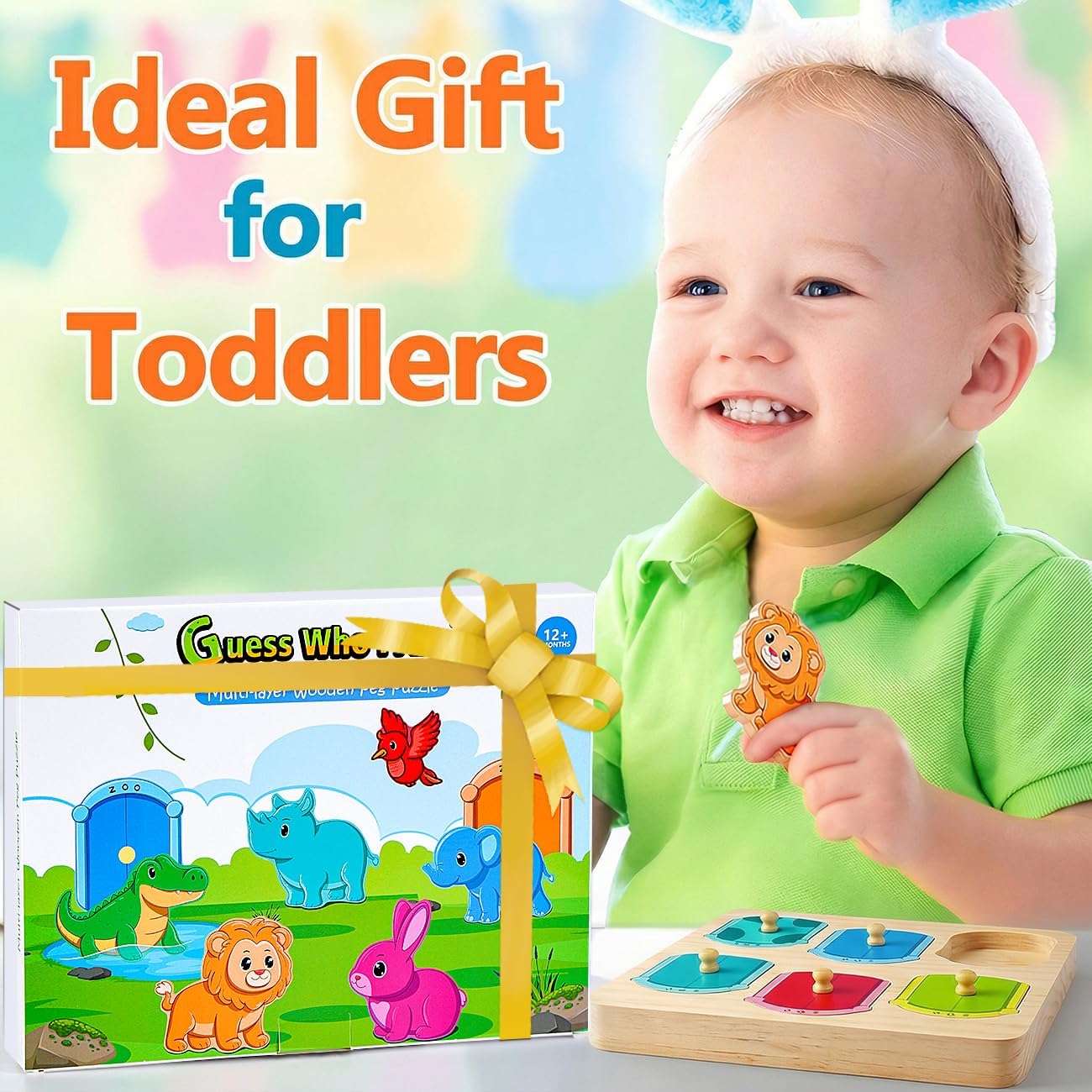 Wooden Puzzles for Toddlers 1-3 : Farm Animal Peg Puzzles, Preschool Learning Activities, Toddler Toys Age 1-2, Montessori Toys for 1 2 Year Old Boy Girl Christmas Birthday Gift