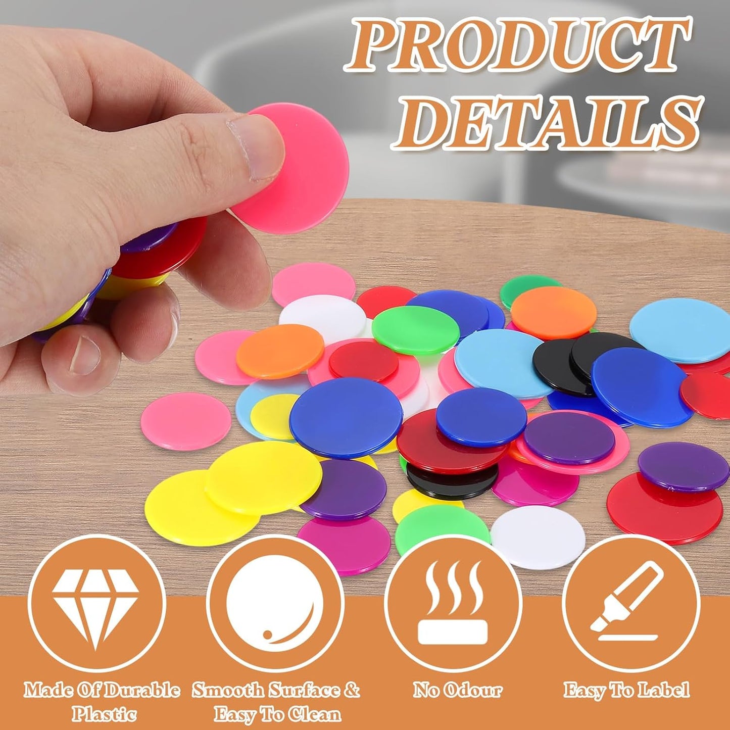 uxcell 120Pcs 1 Inch Poker Chips, Plastic Bingo Chips Learning Counters Counting Counters Disks Markers Opaque Game Tokens for Game Play Math Counting, Pink, Flat