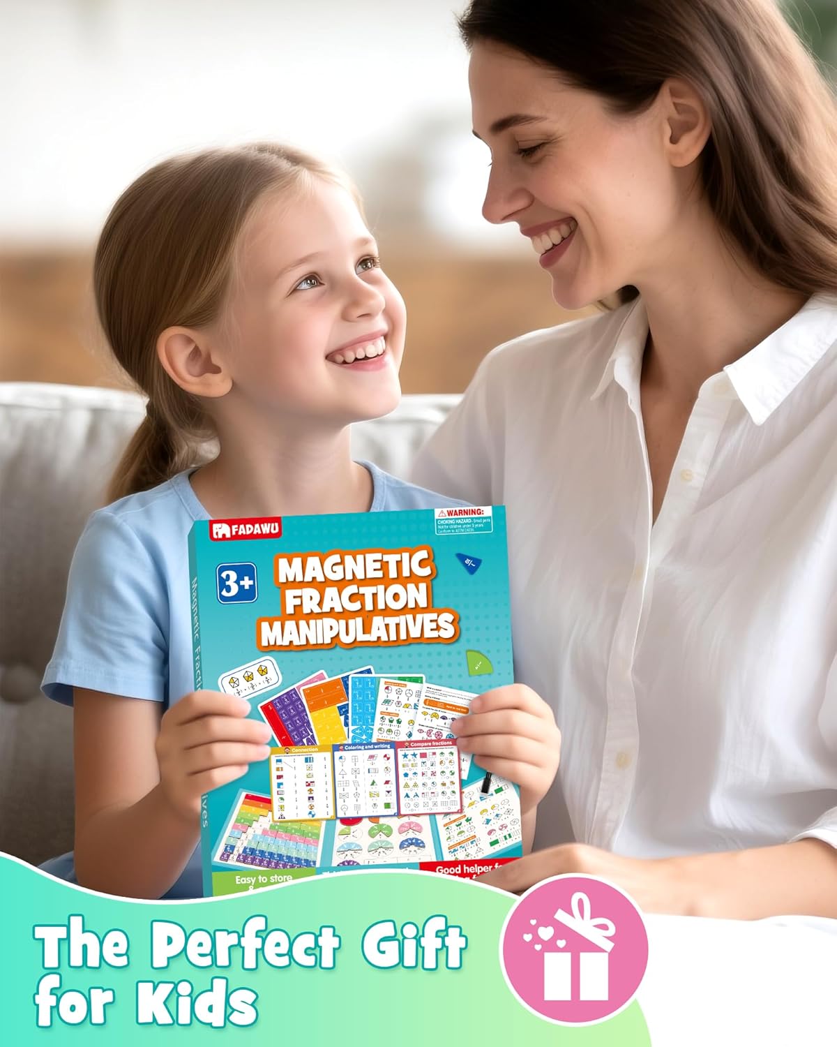 Large Magnetic Fraction Demonstration Book, Magnetic Fraction Educational Puzzle with Tiles & Circles, Montessori Fraction Manipulatives for Elementary School, Maths Learning Toys for Kids