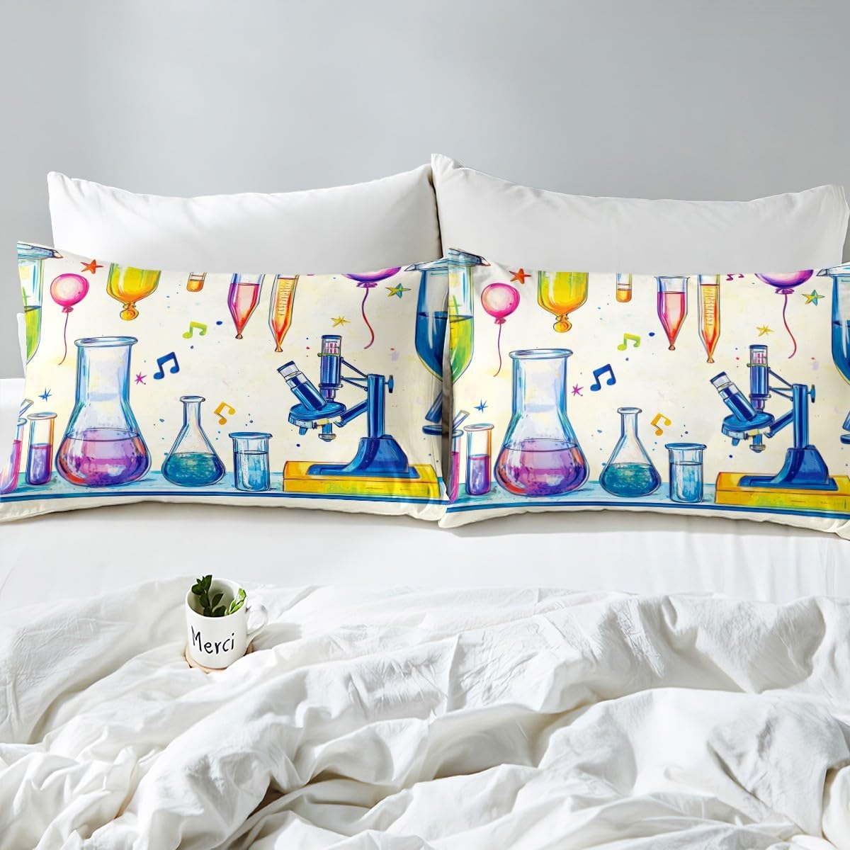 Chemistry Bed Sheets for Kids Teens Girls Boys,Chemical Experiment Fitted Sheet Twin,Science Themed Sheets for Math Lovers,Chemistry Lab Bedding Set,White and Black