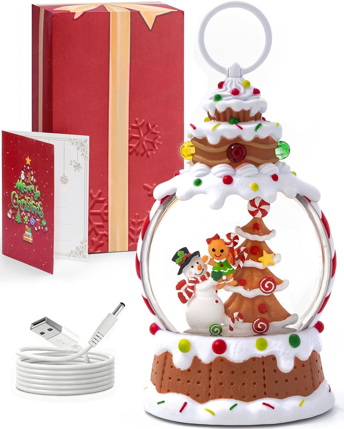 Musical Snow Globe,Lighted Snowman Snow Globes, LED Lights and Swirling Glitter, Christmas Snow Globes Music Box, Decoration for Adults and Kids.