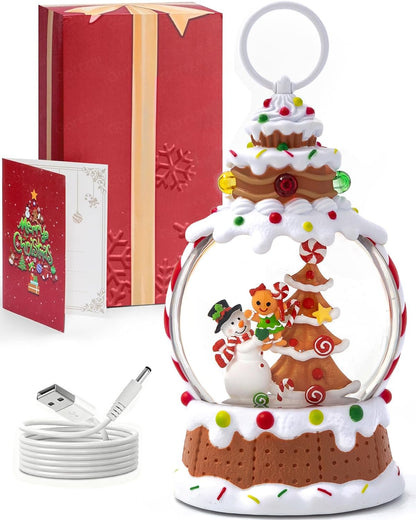 Musical Snow Globe,Lighted Snowman Snow Globes, LED Lights and Swirling Glitter, Christmas Snow Globes Music Box, Decoration for Adults and Kids.