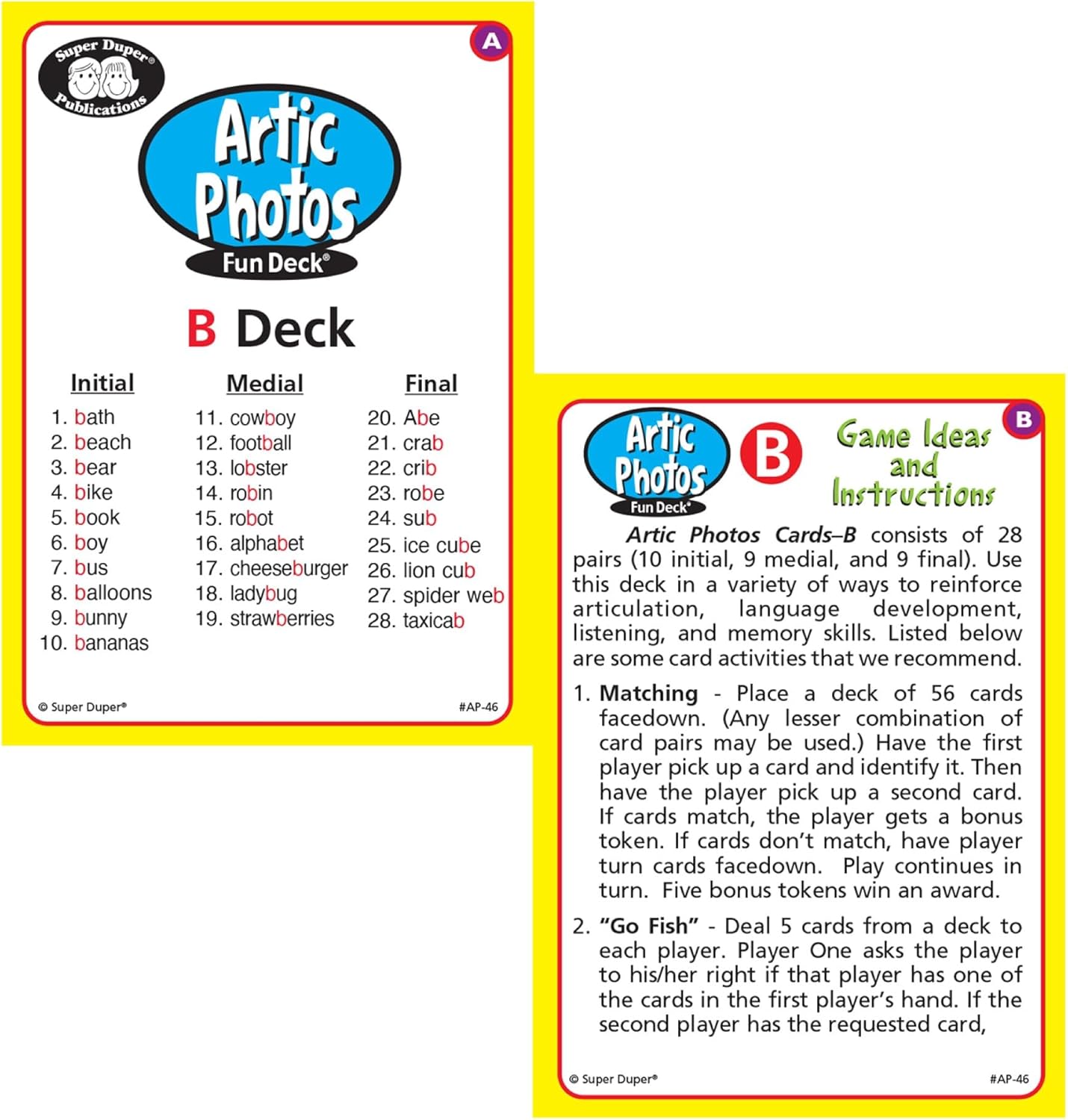 Super Duper Publications | Articulation Photos B Fun Deck Flash Cards | Speech Therapy - Articulation | Educational Learning Resource for Children