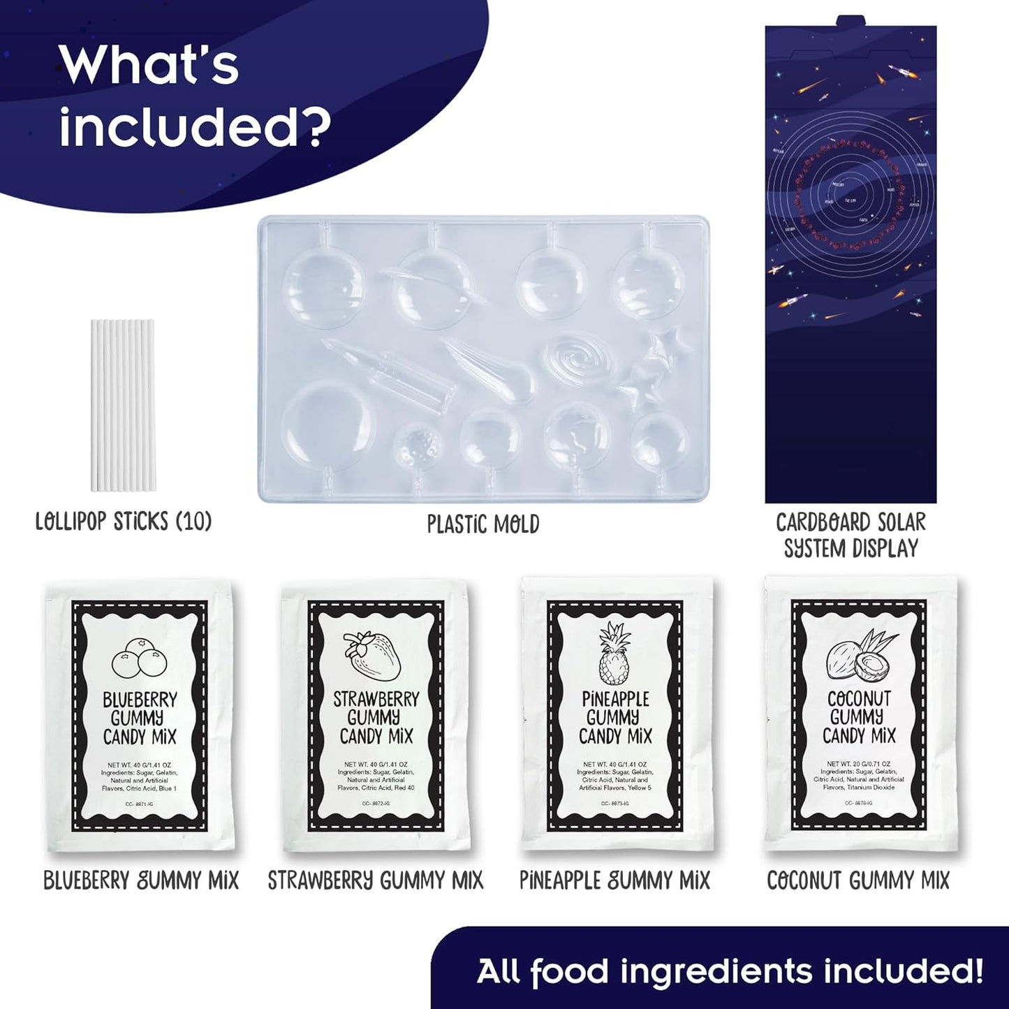 Thames & Kosmos Space Gummy Candy Lab | Tasty Labs STEM Experiment Kit, Make Space-Themed Gummy Pops & Candies, Explore Chemistry in Cooking, Safe to Eat, Made in USA, Food Ingredients Included