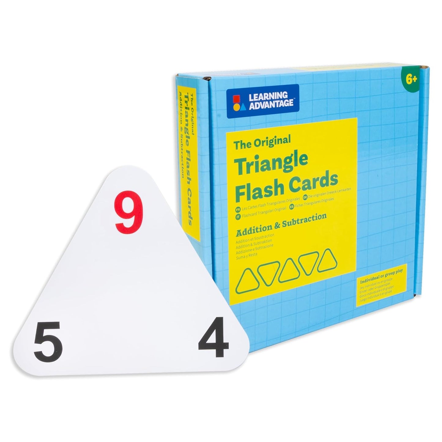 LEARNING ADVANTAGE Original Triangle Flash Cards - Addition and Subtraction - Set of 20 - In-Home Learning - Math Flash Cards