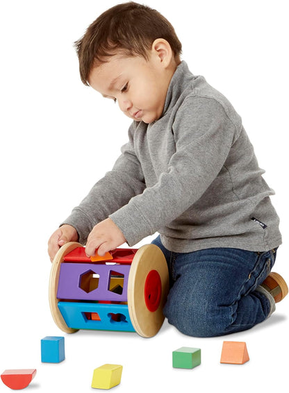 Melissa & Doug Match and Roll Shape Sorter - Classic Wooden Toy