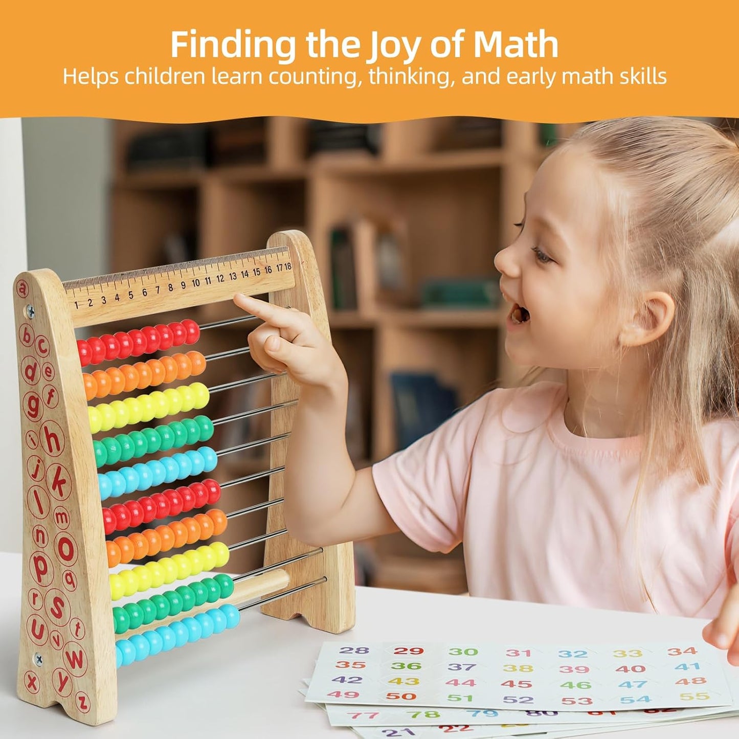 Abacus Toys for Kids, Math Toy with Number Cards 1-100 Counting Sticks,Ruler,Alphabets,Colorful Educational Learning Toys for Homeschool Supplies,Counting Skills, for 3+ Years Old
