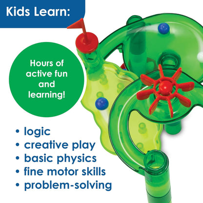 MindWare Marble Run Mini Golf - Building Toys for Kids Ages 4-8 - Unique Twist on Classic Marble Run for Kids Ages 4-8 - Marble Maze Includes 75 Track Pieces, 20 Marbles and Exciting New Components