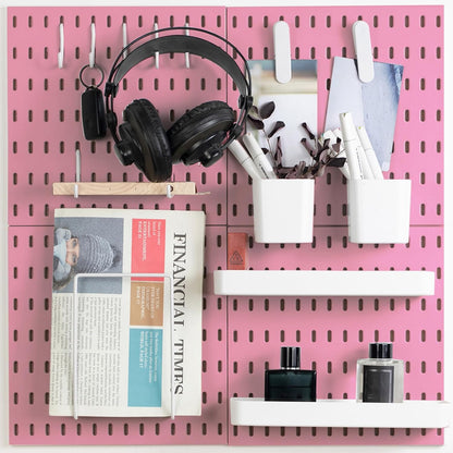 MULSAME Pegboard Combination Kit, Wall Mounted Storage Set with 4 Pegboards & 14 Accessories Hanging, White Peg Boards Organizer for Walls Display, Crafts Organization, Kitchen Organizer, 22" x 22"