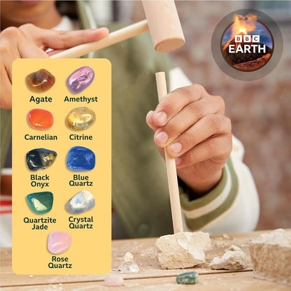 BBC Earth Excavate & Discover Gemstone Dig, Dig Up 9 Real Gemstones & Make Keychains, Rock Digging Excavation Kit, STEM Learning Kit, Kids Science Kit, Great 6 Year Old Boy Birthday Gift, Amazon Kids