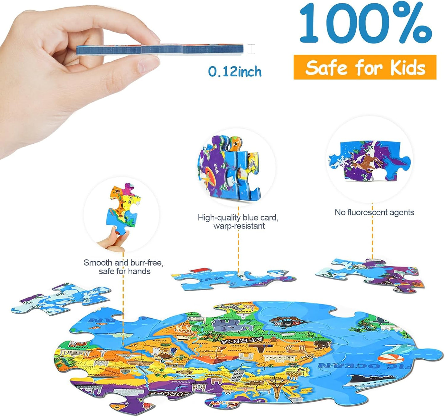 Glow-in-The-Dark Dinosaur Floor Puzzles for Kids Ages 4-6, Kids Jigsaw Puzzles Ages 6-8, 70PCS Large Round Dino Educational Puzzle Toys for 3 4 5 6 7 8 Years Old Children, Easter Gifts for Kids