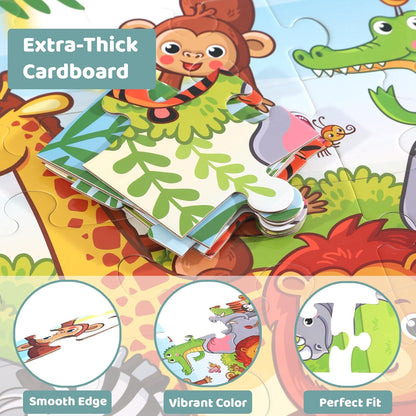 Jumbo Floor Puzzle for Kids, Large Jigsaw Puzzles 36 Piece with Box for Kids Ages 3-5,Preschool Learning & Education Toys, Gifts for 4-8 Year Old Boys and Girls(Jungle Animals)