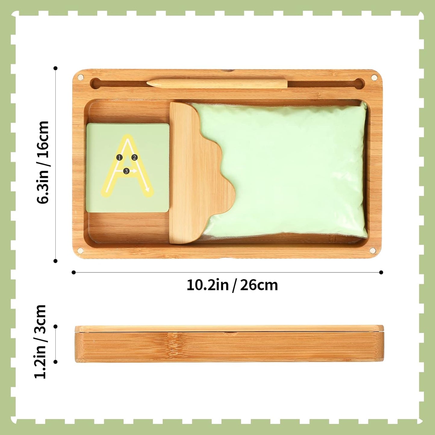 AtMini Montessori Sand Tray with Lid - Wooden Sand Trays for Kids Writing Letters and Numbers, Preschool Classroom Must Haves, Kindergarten Learning Tools (Blue)