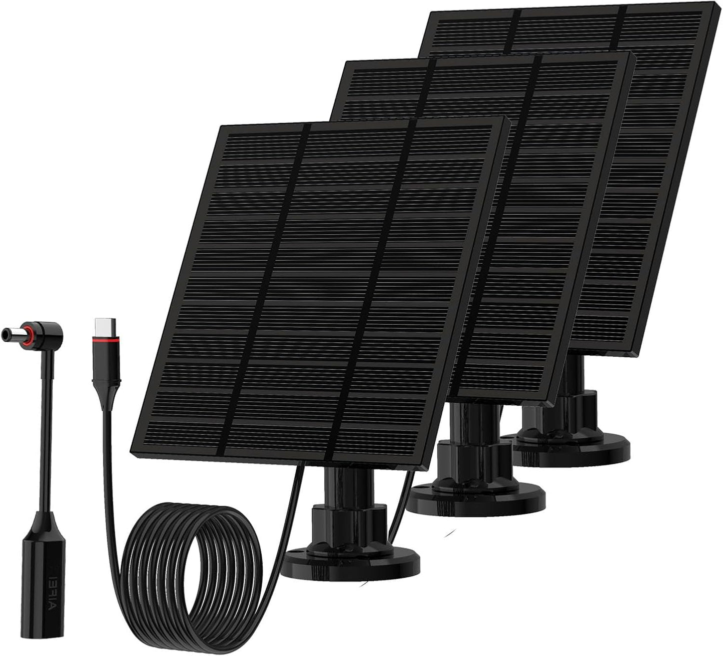 Solar Panels for Ring Camera Outdoor (New Generation) 5W 5V Solar Panel Charger with USB-C&Plug for Spotlight Cam Plus&Stick Up Cam Pro.Waterproof IP65 360°Adjustable 2M Cable (Black, 1)