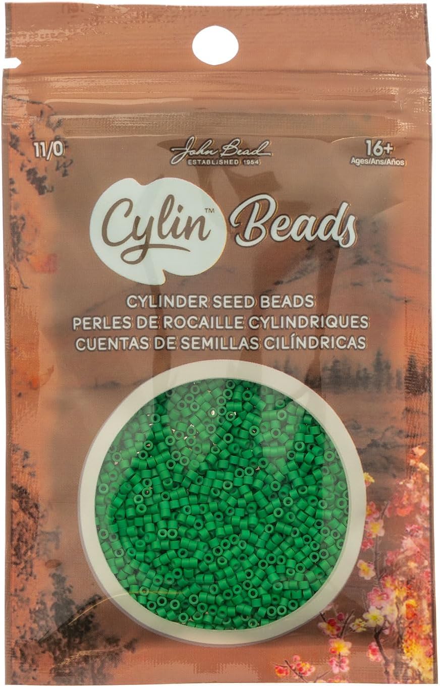 John Bead 25g Cylin Beads Opaque Turquoise Green 11/0 Glass Cylindrical Seed Beads for Jewelry Bracelets Necklaces Earrings Making Embroidery