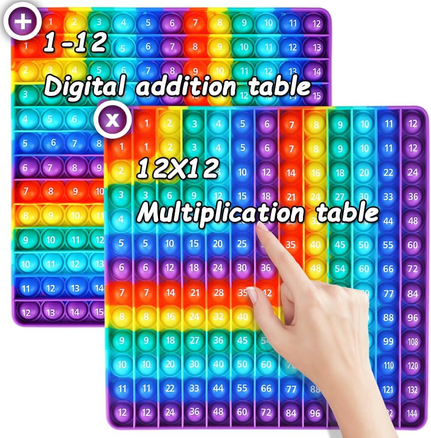 Multiplication Game Table 12 X 12 Math Flash Cards 3rd Grade Fingertip Fidget POP Toy Board Create a Variety of Multiplication additions for Teachers