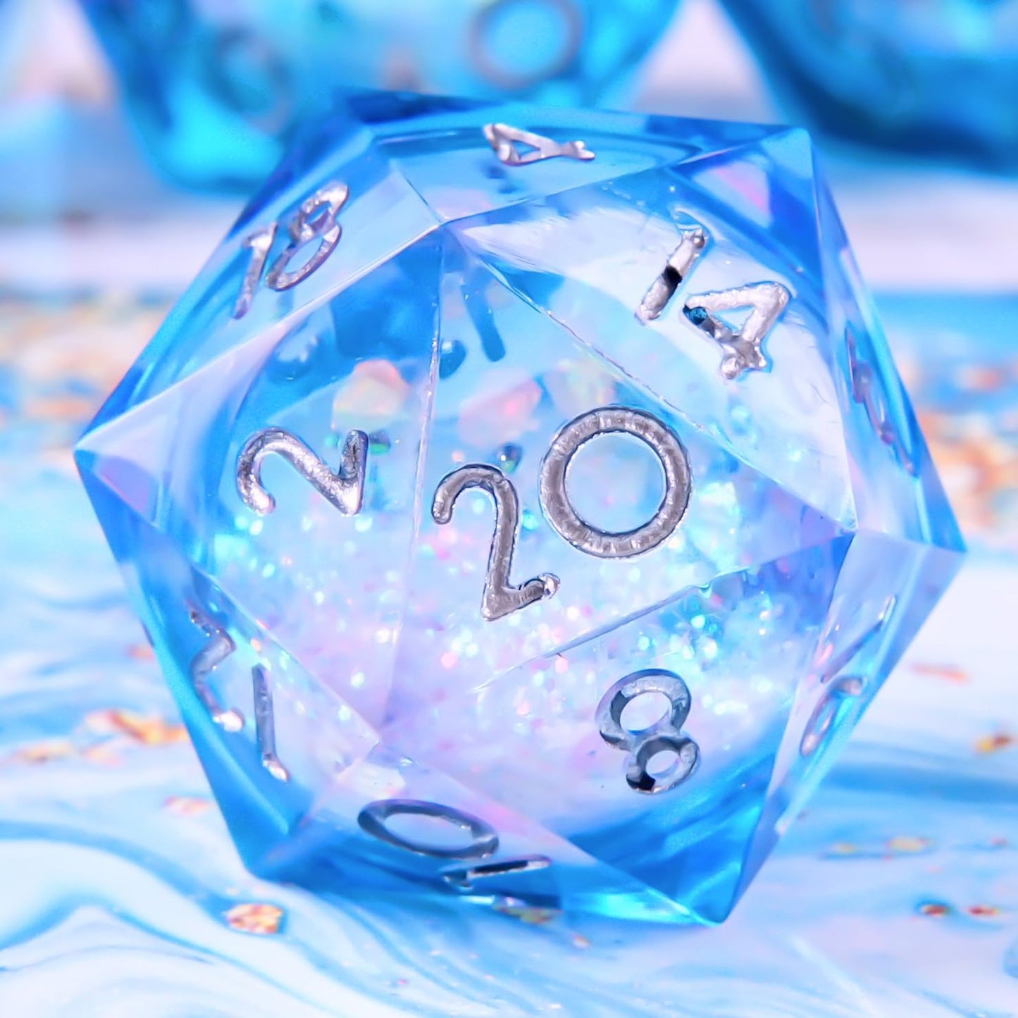 YEMEKO Beholder'S Eye D20 Dice Dragon Eye DND 22MM Single with Resin Sharp Edge 20 Sided D&D Handmade Polyhedral for Dungeons and Dragons, RPG, Roleplaying Games MTG Table Games(Blue Gold)