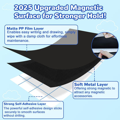 Magnetic Decal Wall for Kids Set of 6 Milk Tea Magnetic Chalkboard for Wall Peel and Stick Magnet Sheets with Chalk Tangram Puzzle and Multiple Accessories Magnetic Wall Decal for Playroom Home