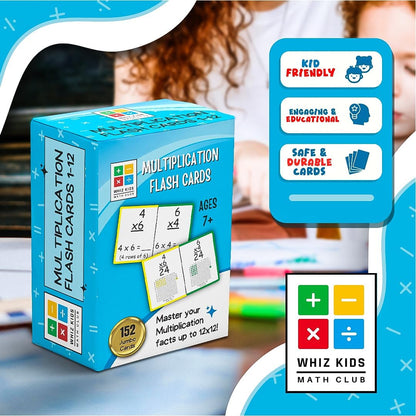 Multiplication Flashcards – Jumbo 6"x4" Colorful Flash Cards with Visual Pictures and Multiplication Properties – Educational Math Tool for Kids to Learn Times Tables Quickly