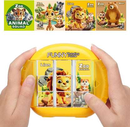Rotating Puzzle for Kids 3 4 5 6 7 8 Year Old, 4 Puzzles in 1, Toddlers Travel, Car, Airplane, Road Trip Activities, Fine Motor Skills, Fidget, Gift for Boys & Girls Ages 3+ (Dinosaur)