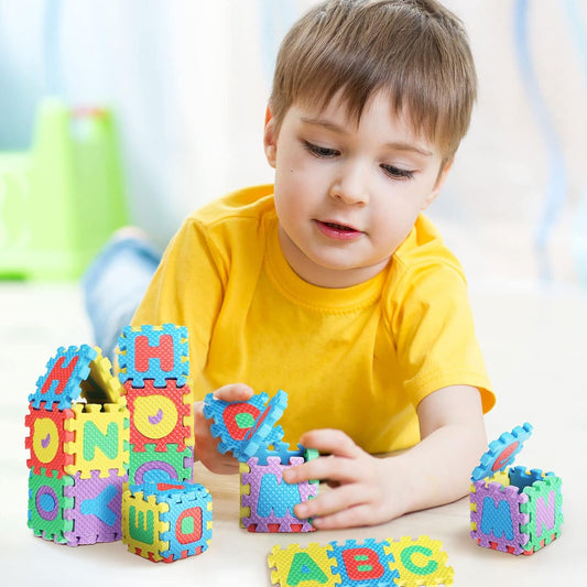 36 Pcs Foam Mat 2 x 2 Inch Interlocking Alphabet and Numbers Mini ABC Play Mats for Floor Colorful Alphabet Foam Letter for Floor, Soft EVA Tiles Reusable Easy to Clean