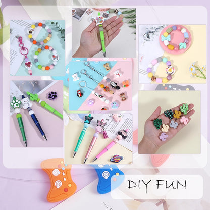 10Pcs Animal Silicone Beads for Keychain Making Cute Puppy Focal Beads for Pens Dalmatian Dog Animal Focals for Bracelets Necklace Earrings Jewelry Making