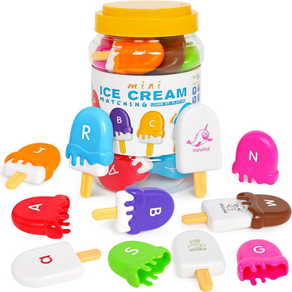 TSYAN Ice Cream Toy Set - Number & Shape Sorting Stacking Bucket for Toddlers - Educational Counting Color Recognition - Fine Motor Toys Math Learning Toys for Kids Ages 3+Year Old