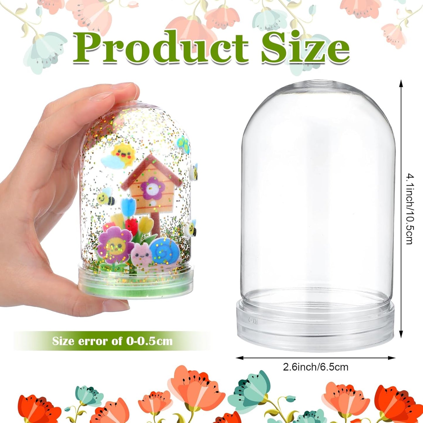 Lunmon 12 Set Spring Snow Globe Craft Kit for Kids Make Your Own Snowball Spring Bunny Umbrella Bee Glitter Plastic DIY Snow Globe Making Kit for Home Activities