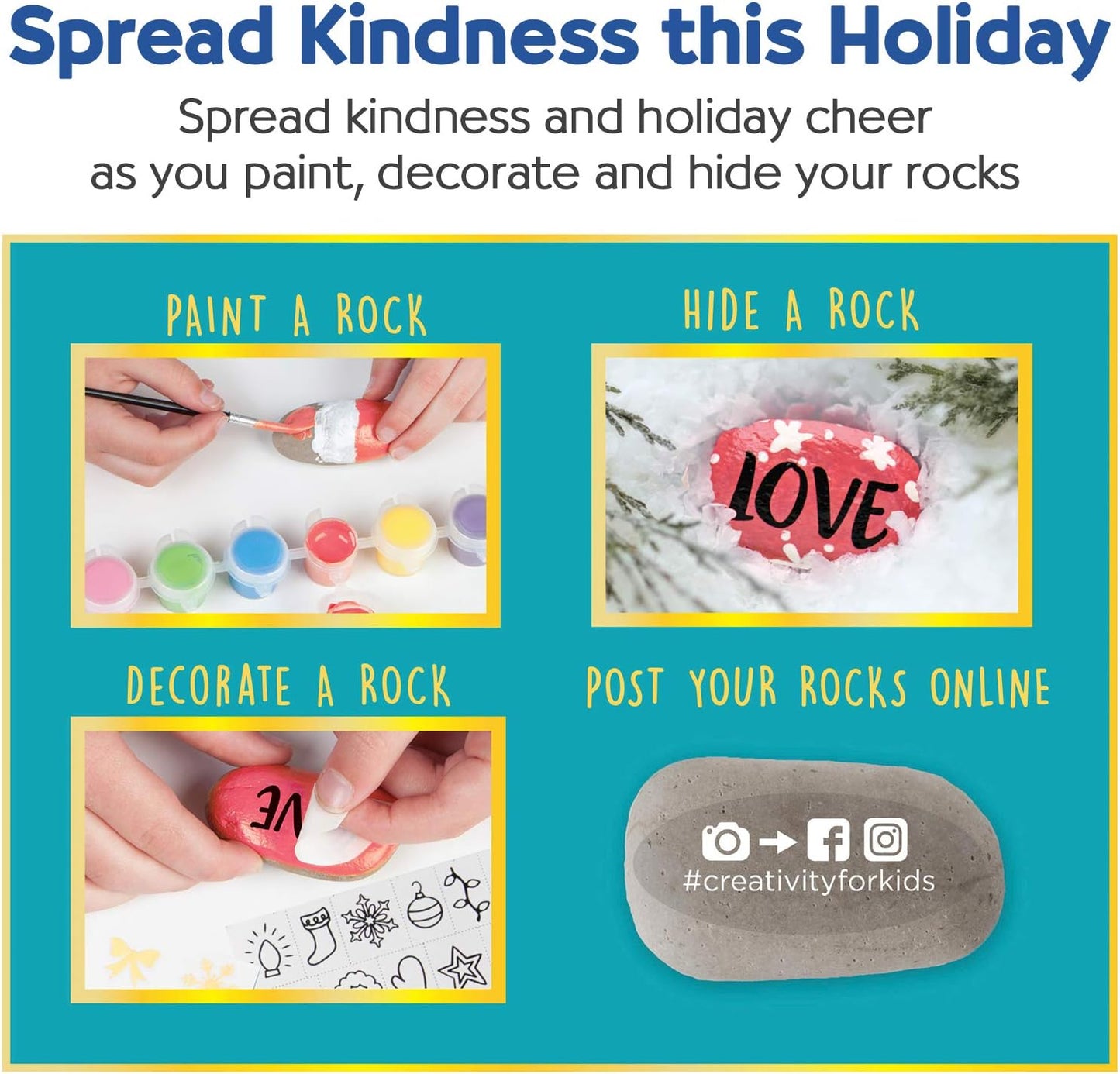 Creativity for Kids Rock Painting Kit - Glow in the Dark Rock Kit: Crafts for Kids, Painting Rocks Arts and Crafts, Kids Gift (Ages 6+)