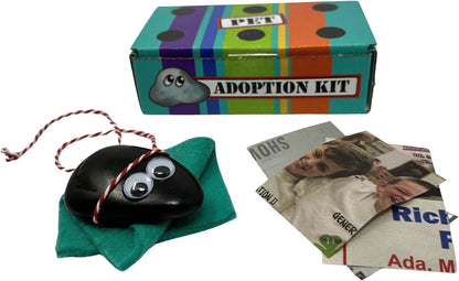 Rock Pet Adoption Kit Funny Novelty Gag Gift (Green Eyes)