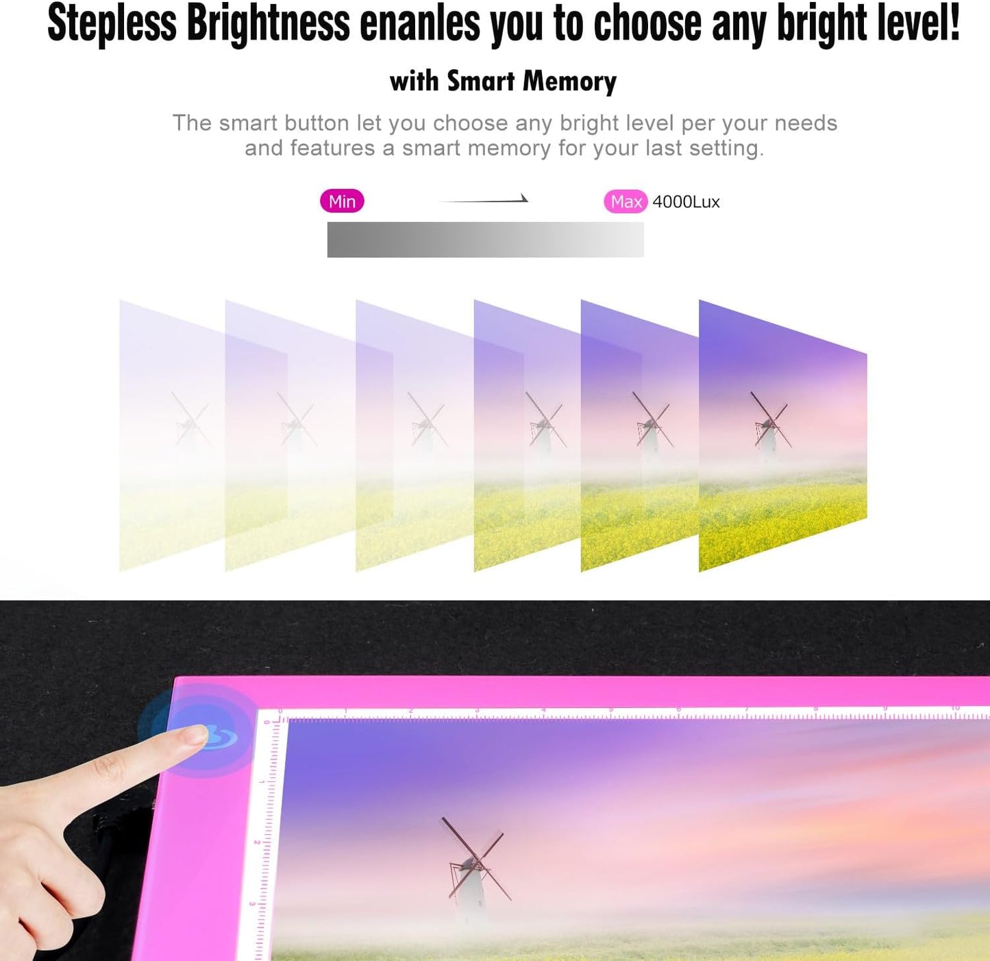 LitEnergy A4 LED Copy Board Light Tracing Box, Adjustable USB Power Artcraft LED Trace Light Pad for Tattoo Transferring, Drawing, Sketching, Animation, Stenciling, Diamond Art Painting Accessories