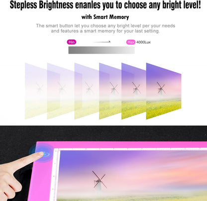 LitEnergy A4 LED Copy Board Light Tracing Box, Adjustable USB Power Artcraft LED Trace Light Pad for Tattoo Transferring, Drawing, Sketching, Animation, Stenciling, Diamond Art Painting Accessories