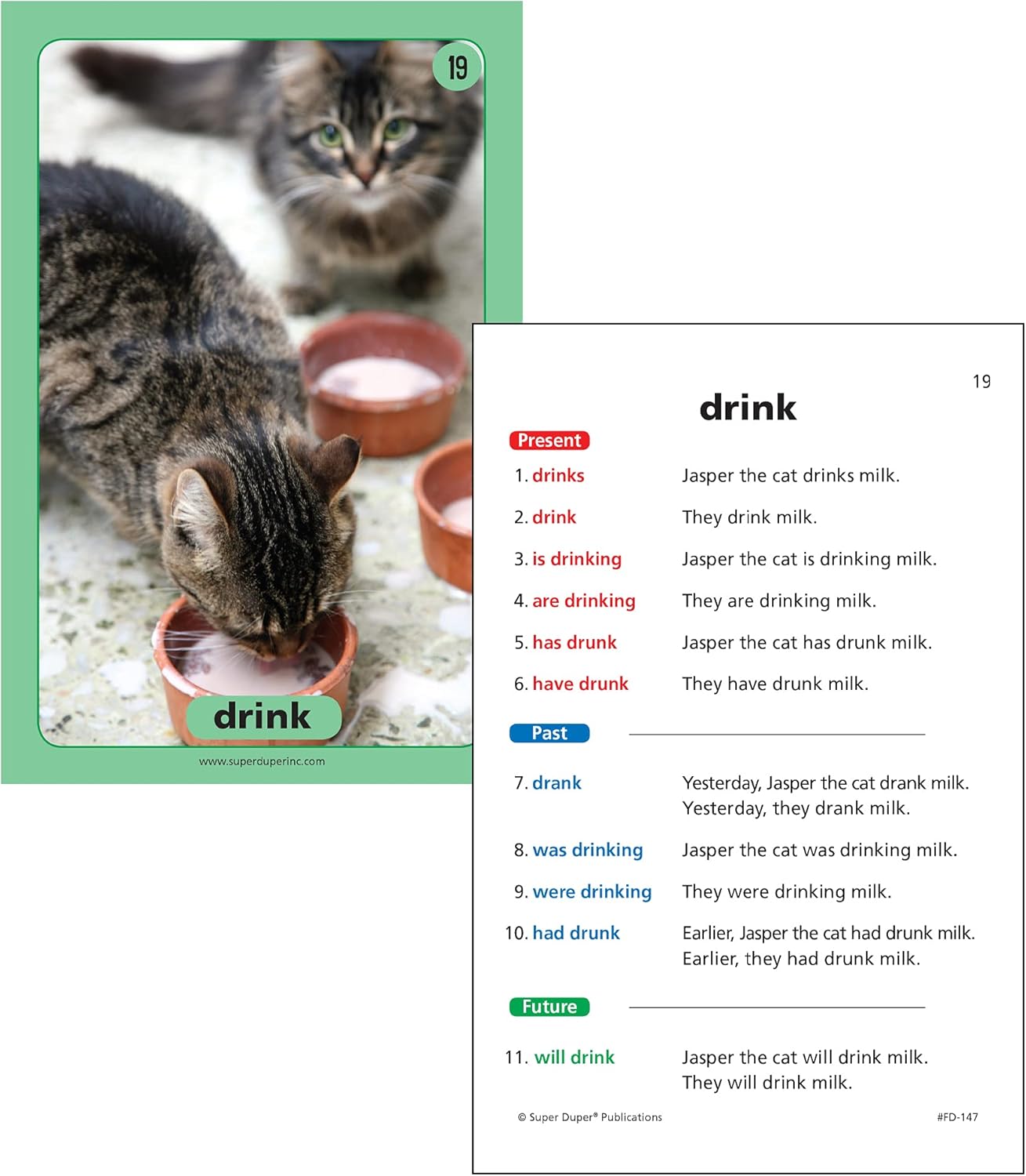 Super Duper Publications | Irregular Verbs in Sentences Photo Fun Deck Flash Cards | Educational Learning Resource for Children