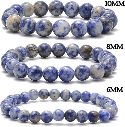 NCB 100pcs Original Natural Stone Beads Gemstone Round Loose Beads 6mm 8mm 10mm (Blue Aventurine, 6mm 100Beads) - Colors A