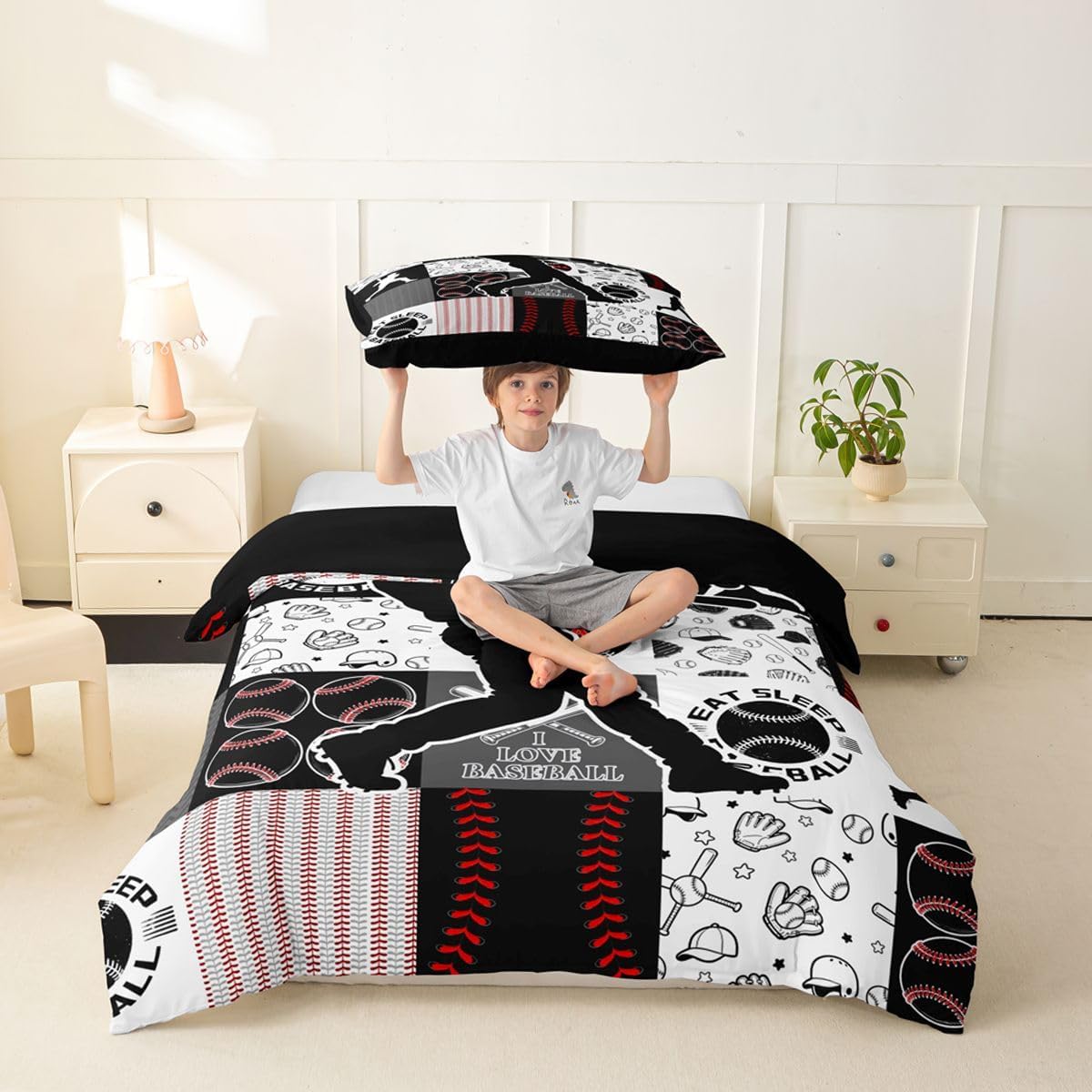 Drum Kit Duvet Cover,Kids Musical Instruments Bedding Set,Rock Music Comforter Cover for Boys Girls Room Decor,Neon Lighting Lightweight Bedspread Cover Twin Size with 1 Pillow Case(No Comforter)