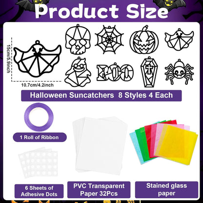 32 Sets Outer Space Suncatchers Craft Kit DIY Window Stained Glass Effect Planet Astronaut Alien Paper Crafts Home School Classroom Decoration Kid Birthday Gift Creative Art Project Activity Game - Colors B