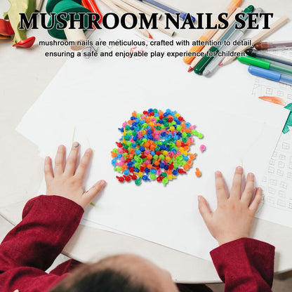 Beaupretty 592PCS Mushroom Nails Pegboard Puzzle for Creative DIY Handcraft Small Pegs Enhances Fine Motor Skills and Cognitive Development Educational Jigsaw Game