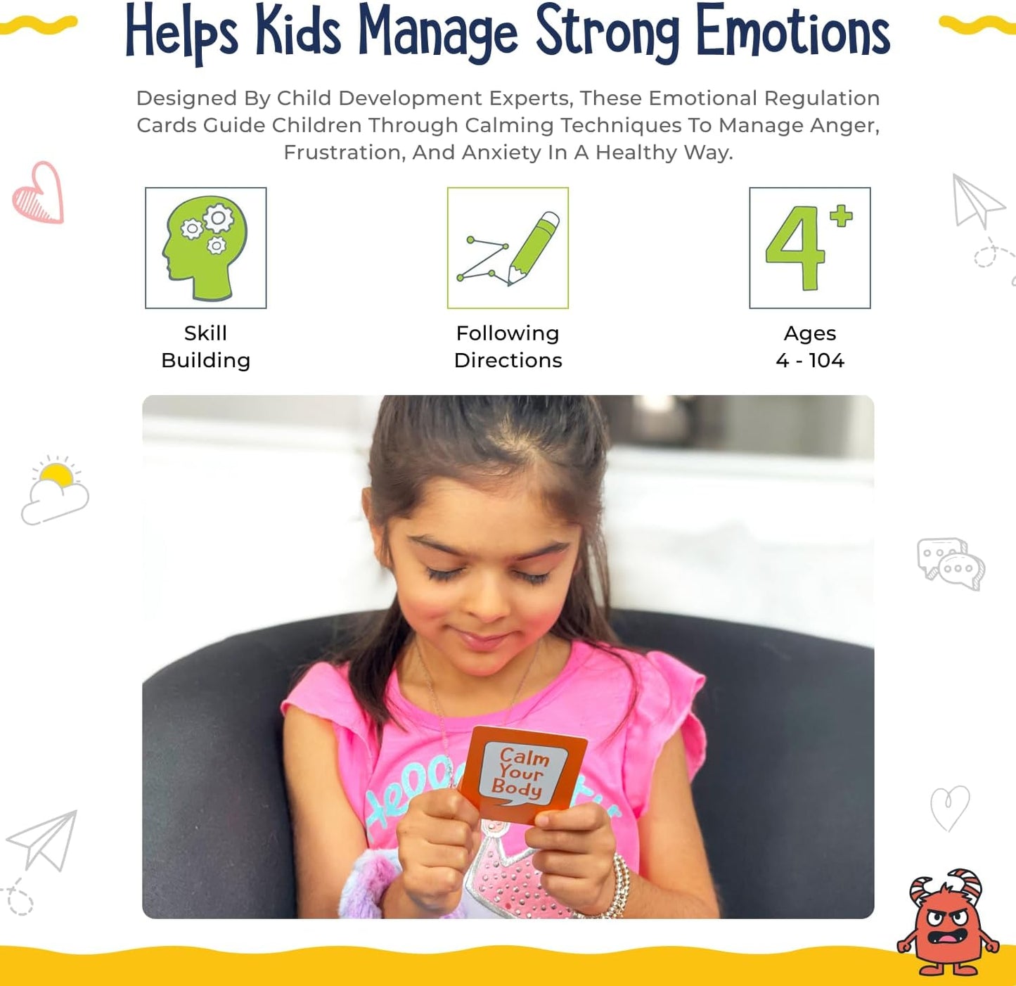 Open The Joy Anger Management Card Game, 50 Prompt Cards, Control Feelings and Increase Emotional Intelligence, Anger Management for Kids Ages 4+