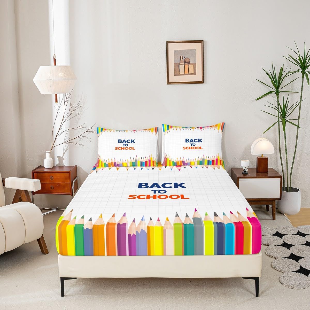 Chemistry Bed Sheets for Kids Teens Girls Boys,Chemical Experiment Fitted Sheet Twin,Science Themed Sheets for Math Lovers,Chemistry Lab Bedding Set,White and Black
