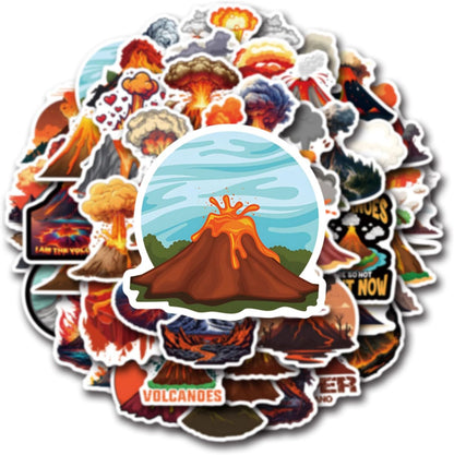54 Pcs Volcano Stickers Pack for Kids Teens Adults, Volcanic Eruption Vinyl Waterproof Stickers and Decals for Water Bottles Skateboard Car Bike Phone Case Laptop, Volcano Birthday Party Favors