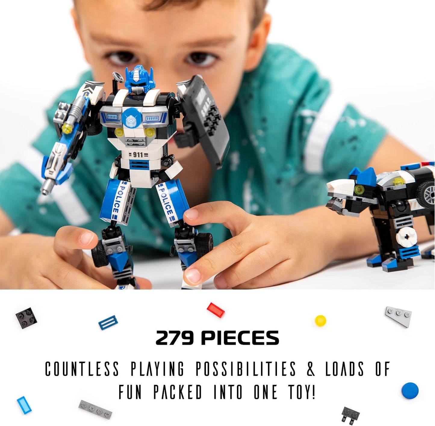 JITTERYGIT Robot Army Buildable Mech Soldier Glow in The Dark Gift Toy Set, Helicopter Military Creative STEM Project, Dinosaur Building Bricks Kit for Kids Ages 6-11 Years Old
