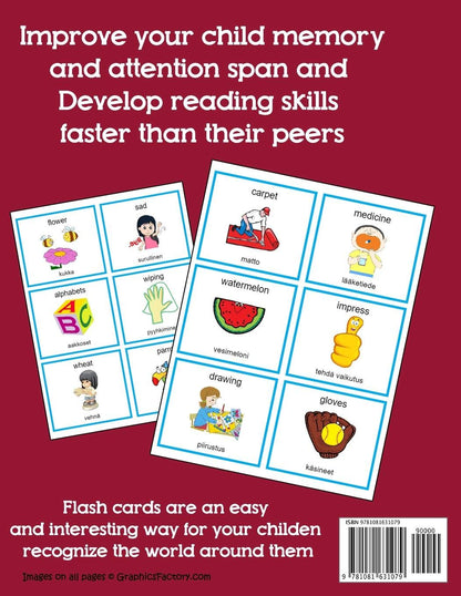 English Finnish 500 Flashcards with Pictures for Babies: Learning homeschool frequency words flash cards for child toddlers preschool kindergarten and kids (Learning flash cards for toddlers)