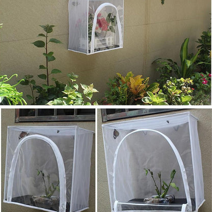 Butterflies Mesh Cage, Wall Mounted Cage for Hanging Butterflies, Small Enclosure with Adhesive Plate, Transparent Design for Observing Growing Process